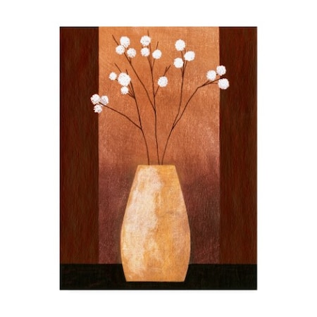 Pablo Esteban 'Pot Floor Vase On Burgundy' Canvas Art,24x32